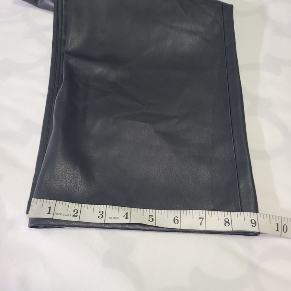 Zara Faux Leather The 90s Full Length Black Straight Leg Pant Women's Size‎ 12 - Picture 11 of 13